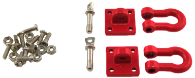 RCT 1:10 RC Metal Trailer Hook - Red 13.5x13.5x22mm 1/10 Crawler Scale Heavy Duty Shackle w/Mounting Bracket (Red) - RCTEL01017