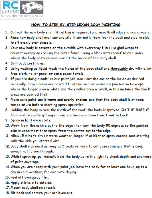 RCG How-To Paint A Lexan Body Shell