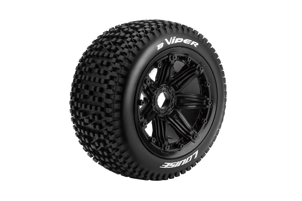 LOUISE B-VIPER 1:5 Rr Buggy Sport Tyre on Black Wheels 2pcs - LT3245B