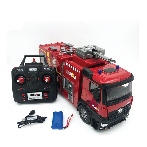 HUINA 1:14 Fire Truck with Water Cannon with 2.4Ghz Radio, Battery and Charger - SFMHN1562