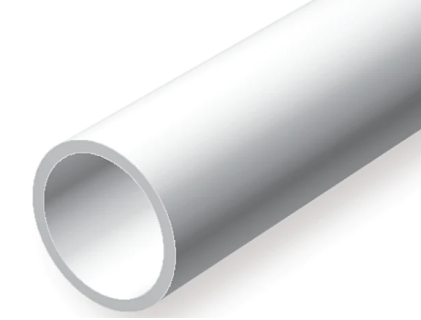 EVERGREEN 4.0(5/32in)x600mm White Styrene Tube 7pcs - EG425