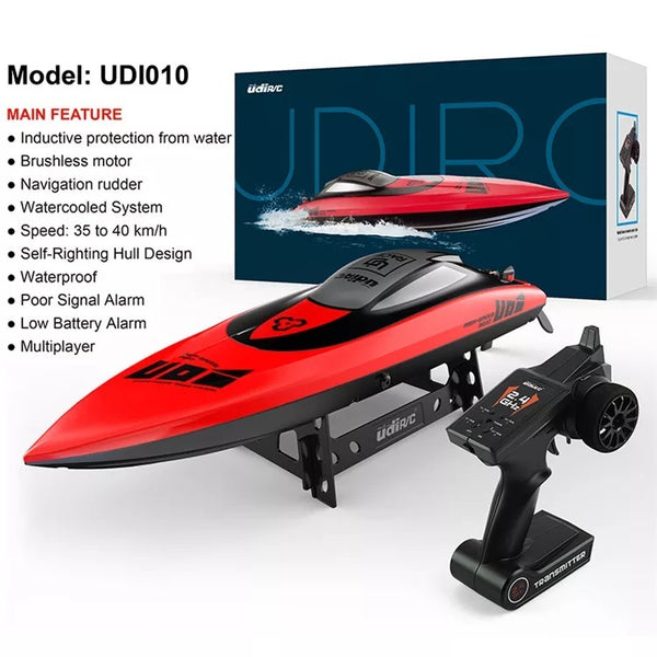 UDI RACE RC Brushless Racing Boat with 2.4Ghz Radio System, Battery, Charger & Boat Stand - UDI-010