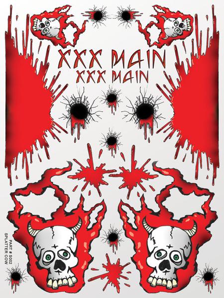 XXX MAIN 'SPLATTER COW' STICKER SHEET - XS002